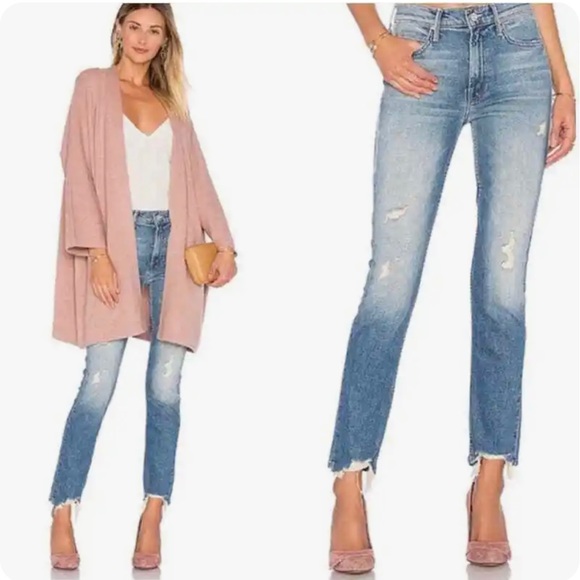 MOTHER SUPERIOR Denim The Flirt Jeans Cold Feet Wash Size 28 Distressed - Picture 1 of 14